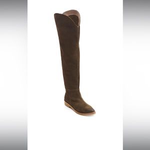 Free People Banks Suede Over The Knee Boots Deep Khaki
